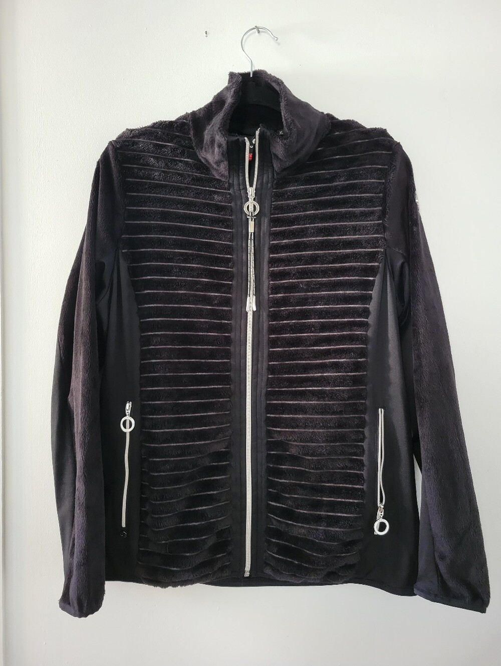 Luhta Ikaala Black Faux Fur Fleece Mid-Layer Jacket Zip Up - Size EUR XL
